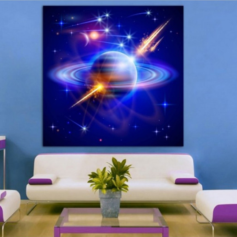 Πίνακας σε καμβά με Διάστημα με Κρόνο και κομήτες